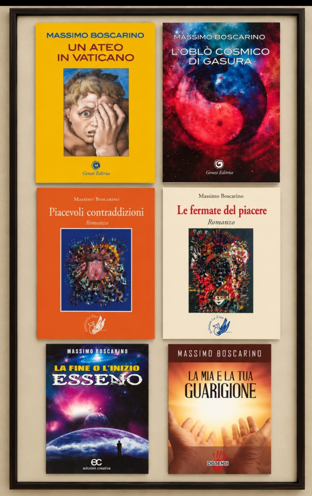 Le copertine dei libri di Massimo Boscarino per i dieci anni di scrittura
